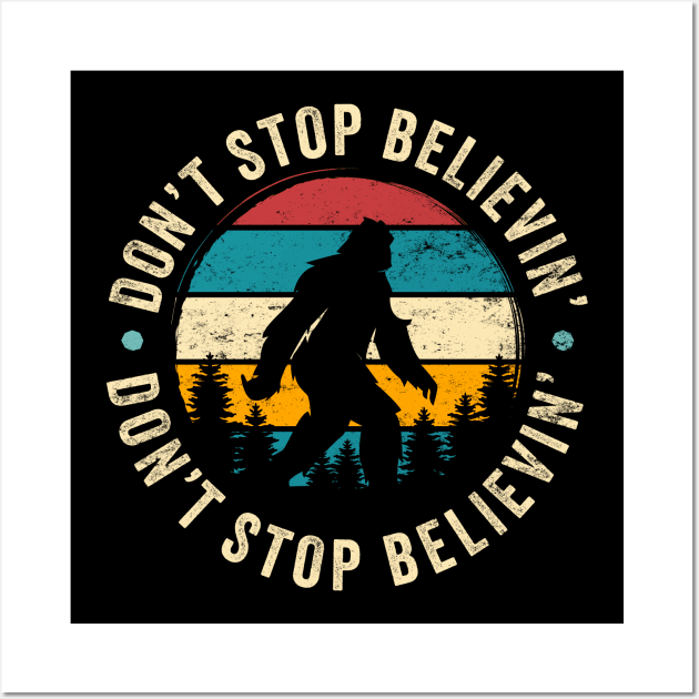 Don't Stop Believin': Funny Vintage-Inspired Bigfoot Silhouette Wall Art by TwistedCharm